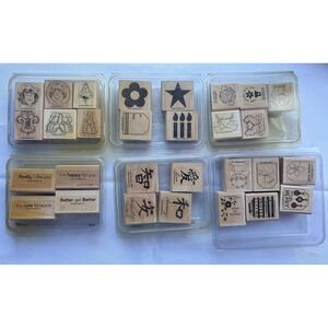 STAMPIN' UP!  MIXED lot Of Over 100 Discontinued Mounted Rubber Stamps Vintage